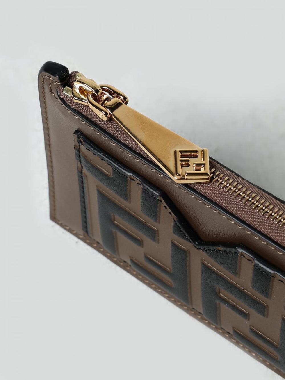 Giglio Portacarte Di Credito Fendi In Pelle Con Monogram