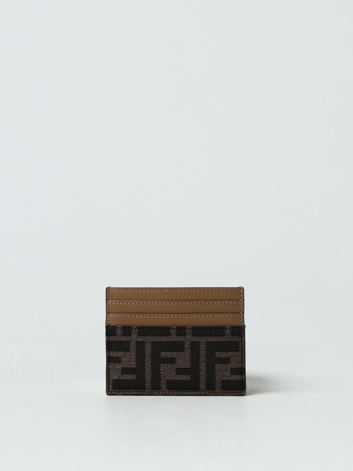 Giglio Portacarte Di Credito Fendi In Tessuto FF Jacquard E Pelle