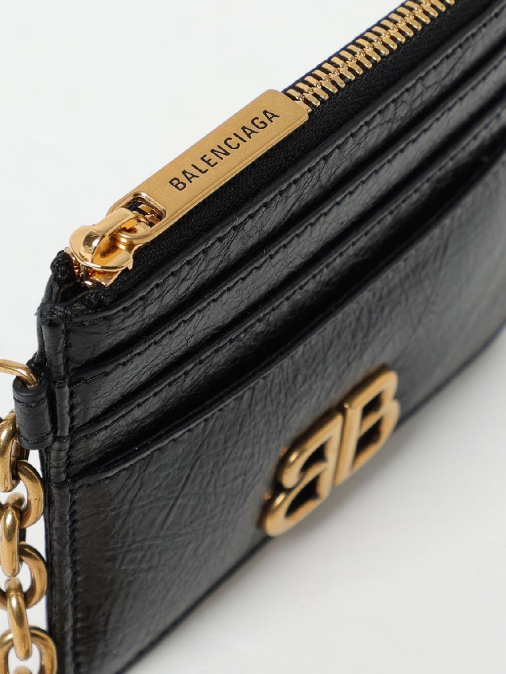 Giglio Portacarte Di Credito Monaco Balenciaga In Pelle Arena