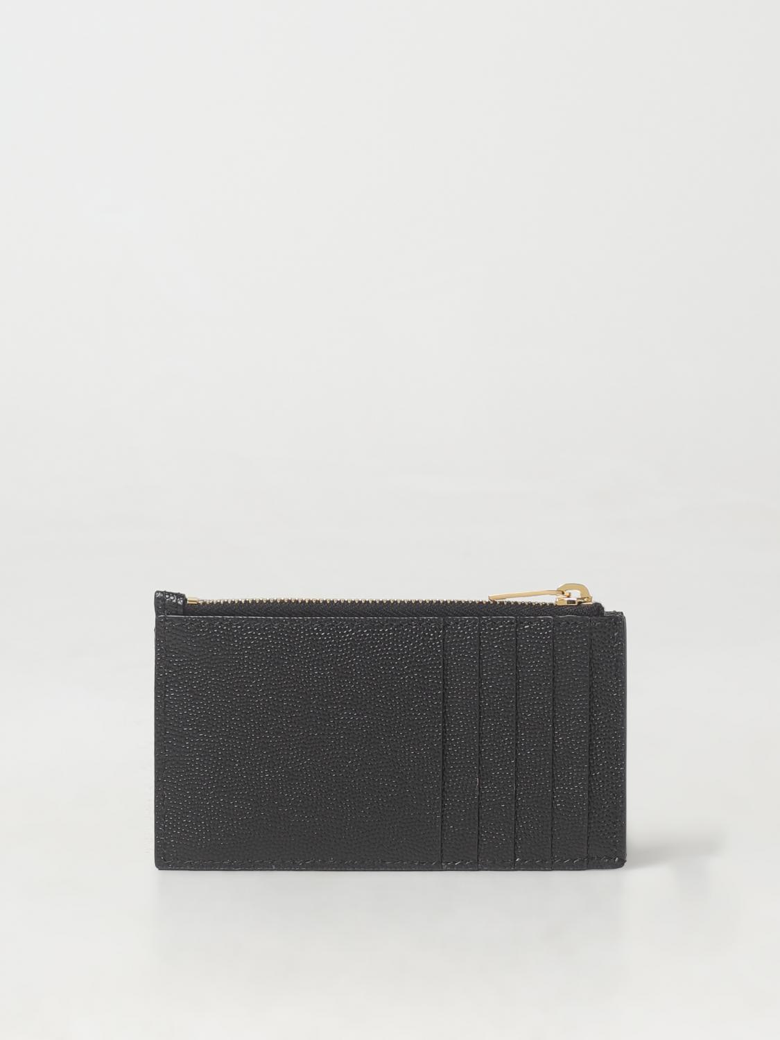 Giglio Portacarte Di Credito Saint Laurent In Pelle Grain De Poudre