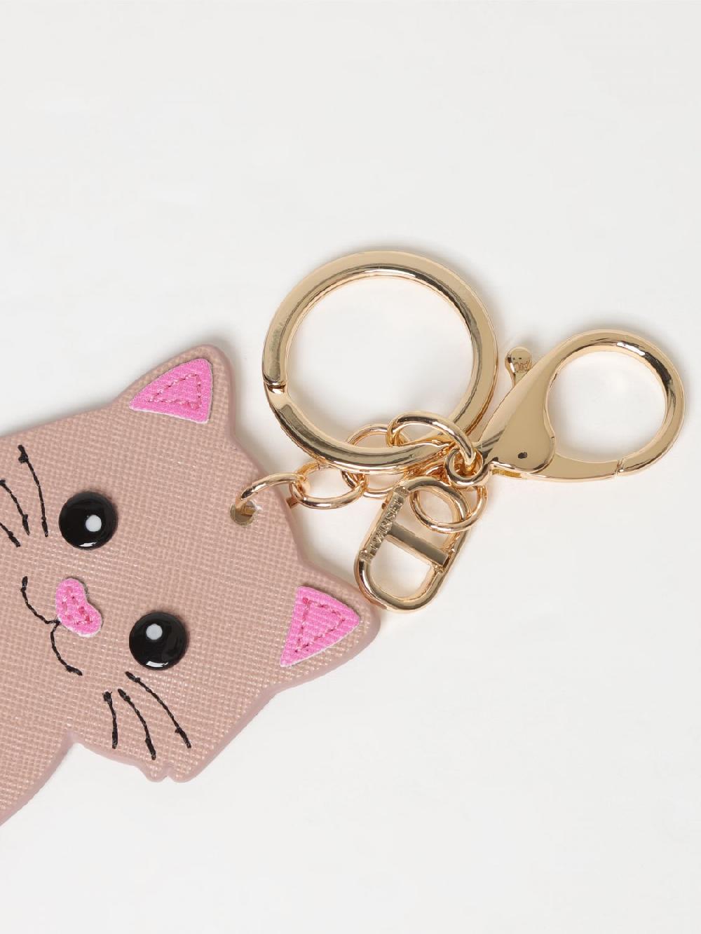 Giglio Portachiavi Cat Twinset In Pelle Sintetica Saffiano E Metallo