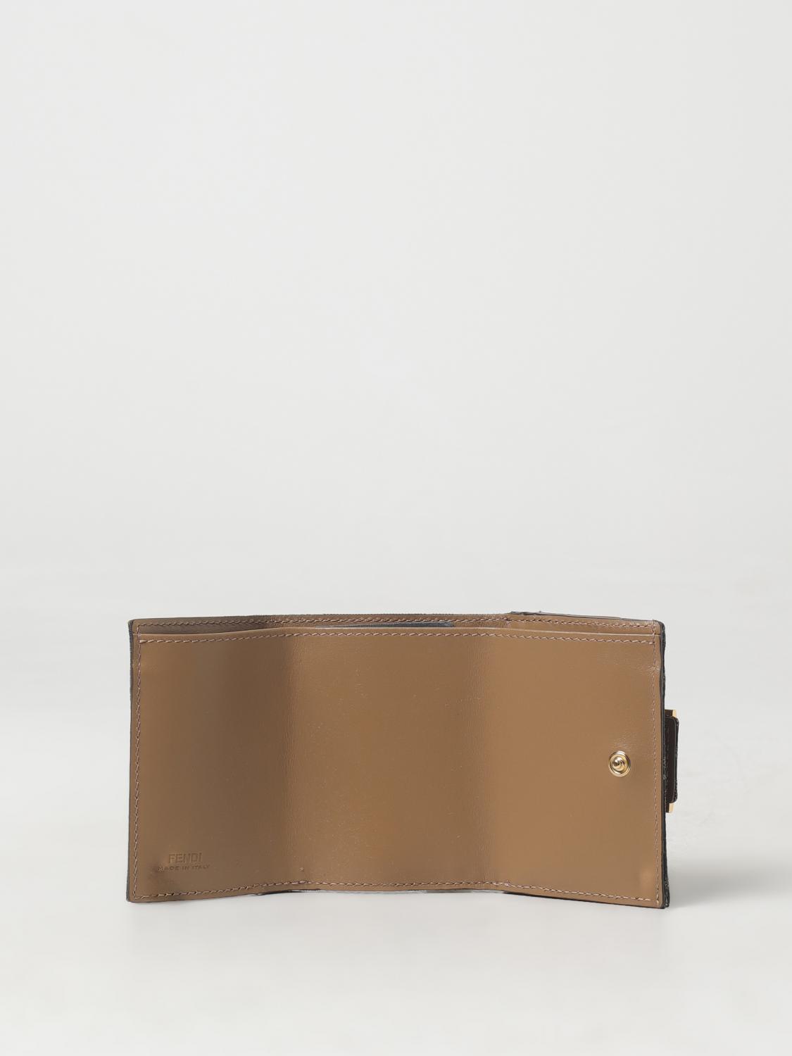 Giglio Portafoglio Micro Triflod Baguette Fendi In Tessuto FF E Pelle