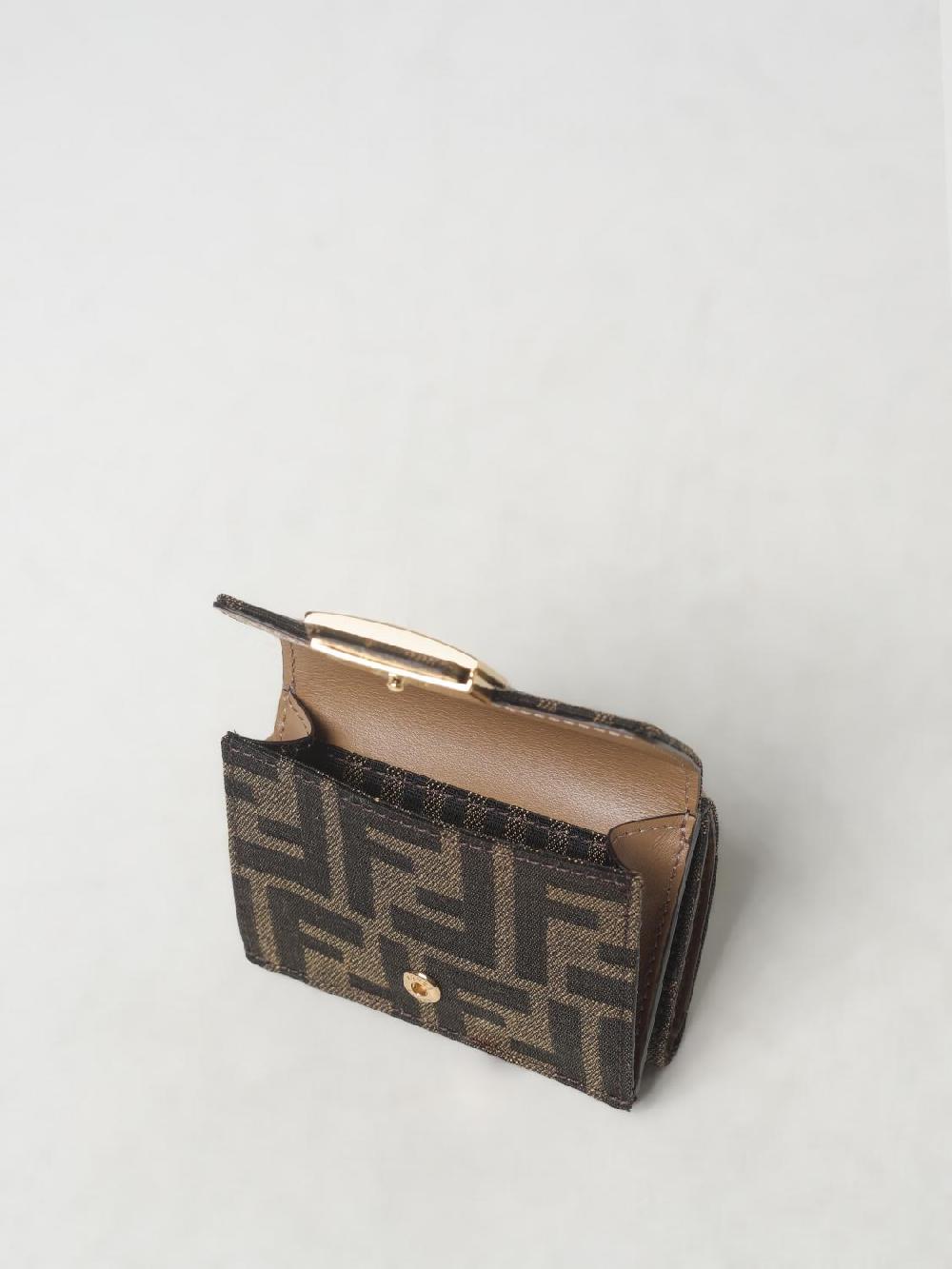 Giglio Portafoglio Micro Triflod Baguette Fendi In Tessuto FF E Pelle