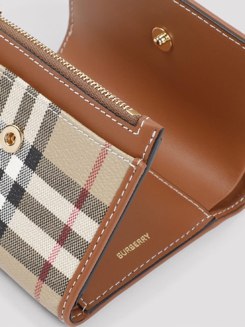 Giglio Portafoglio Vintage Check Burberry In Cotone Spalmato E Pelle