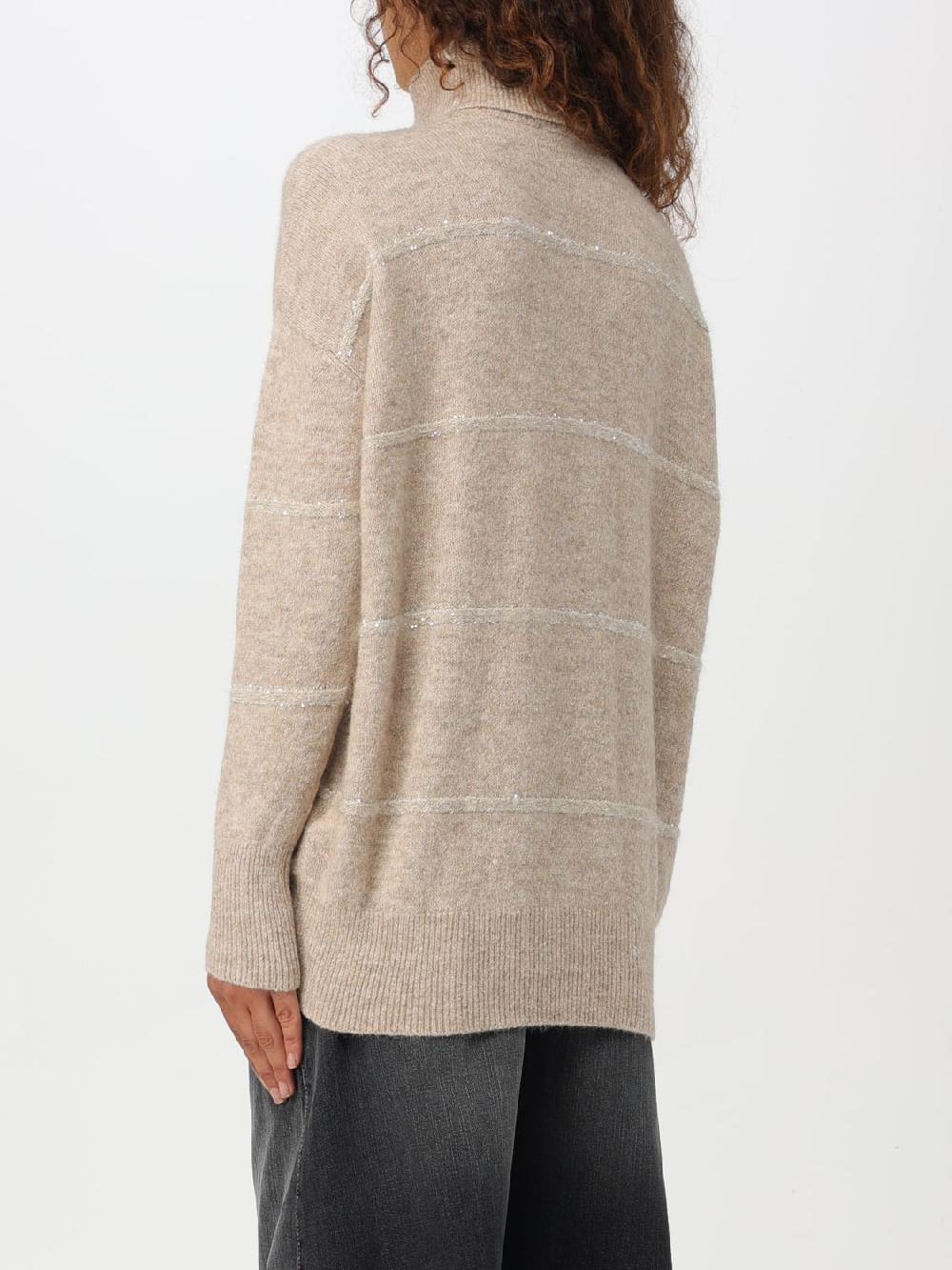 Giglio Pullover Brunello Cucinelli In Misto Lana Con Monile Nickel-free