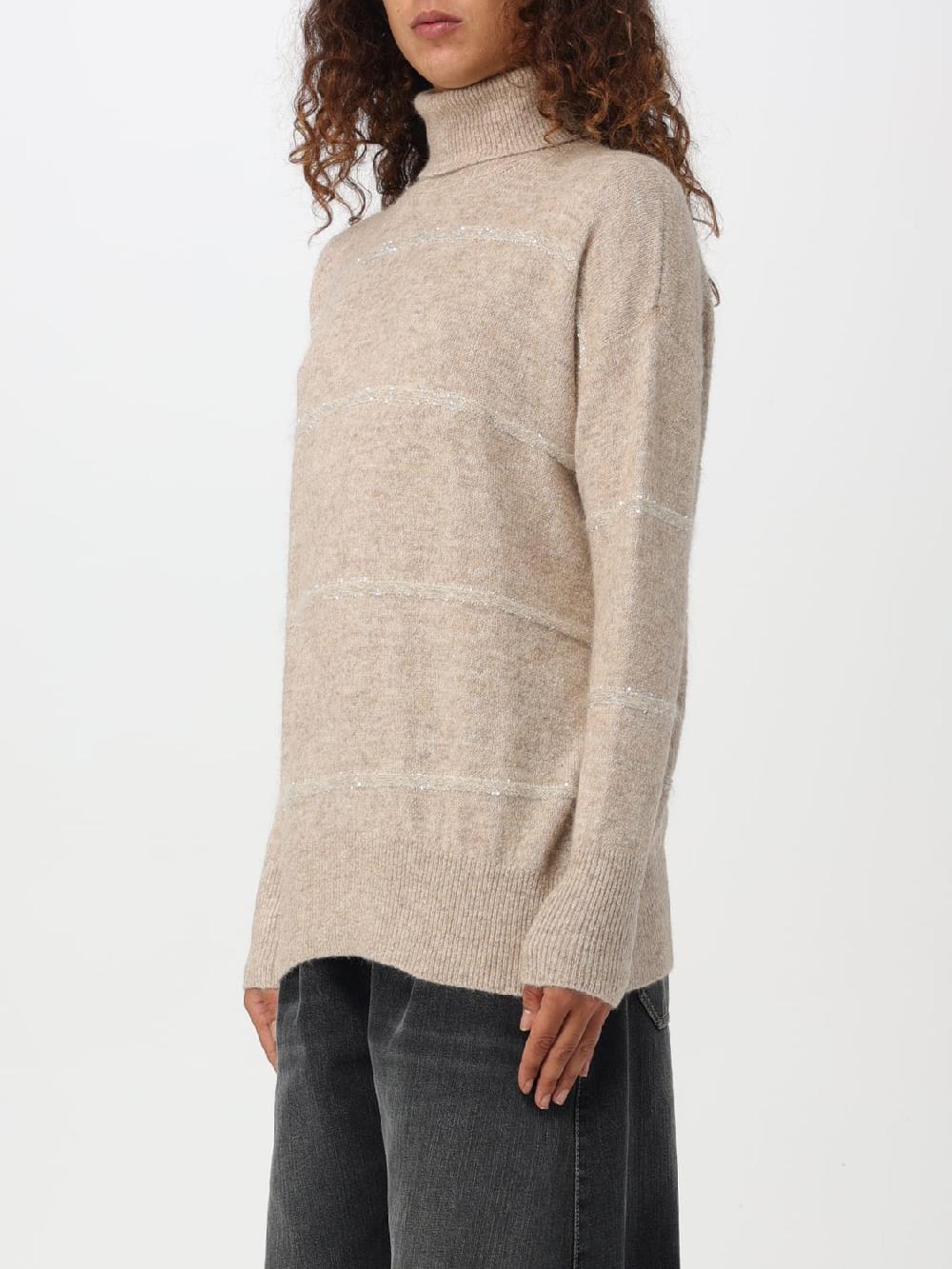 Giglio Pullover Brunello Cucinelli In Misto Lana Con Monile Nickel-free