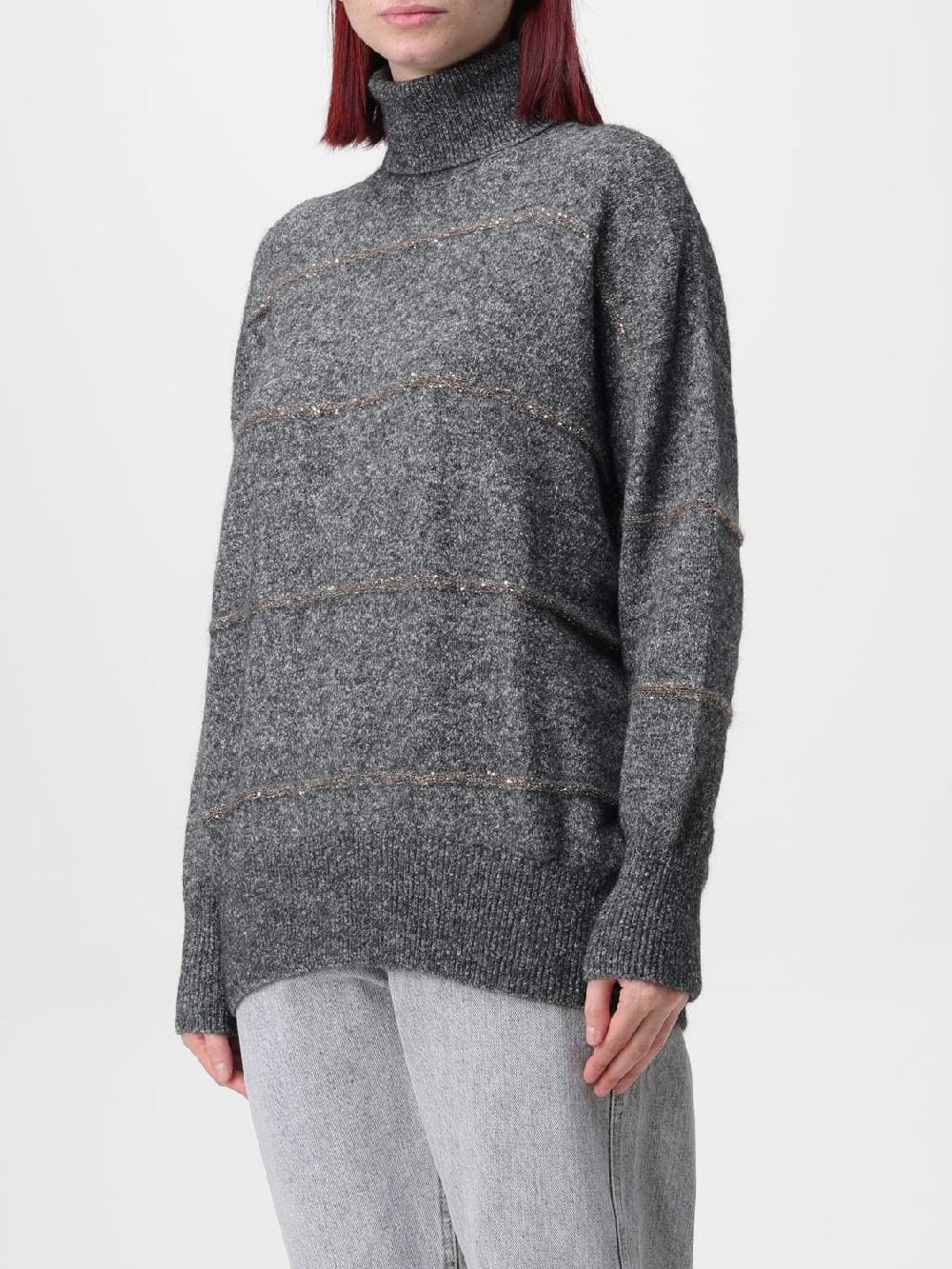 Giglio Pullover Brunello Cucinelli In Misto Lana Con Monile Nickel-free