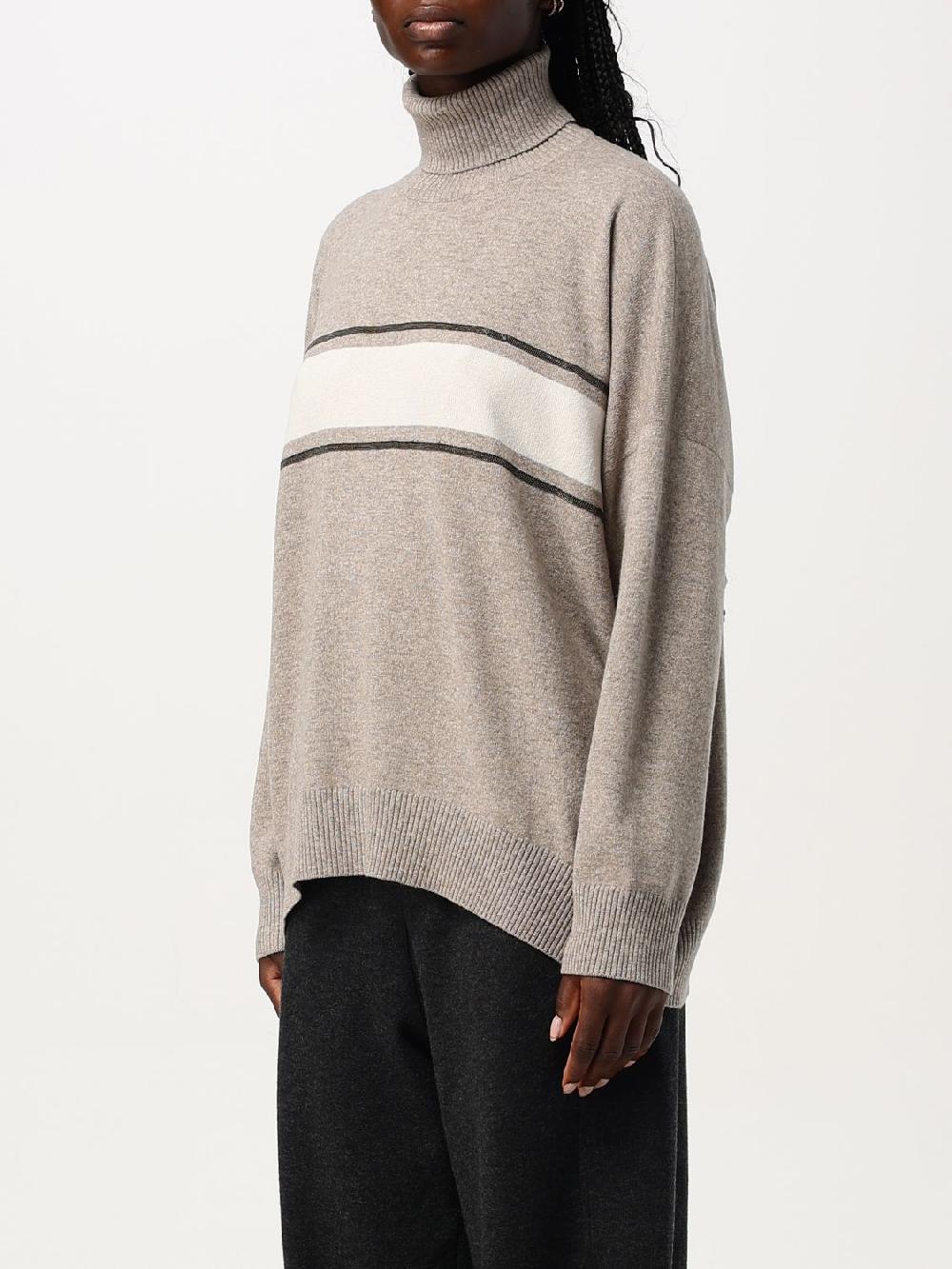 Giglio Pullover Brunello Cucinelli In Misto Lana E Seta Con Monile