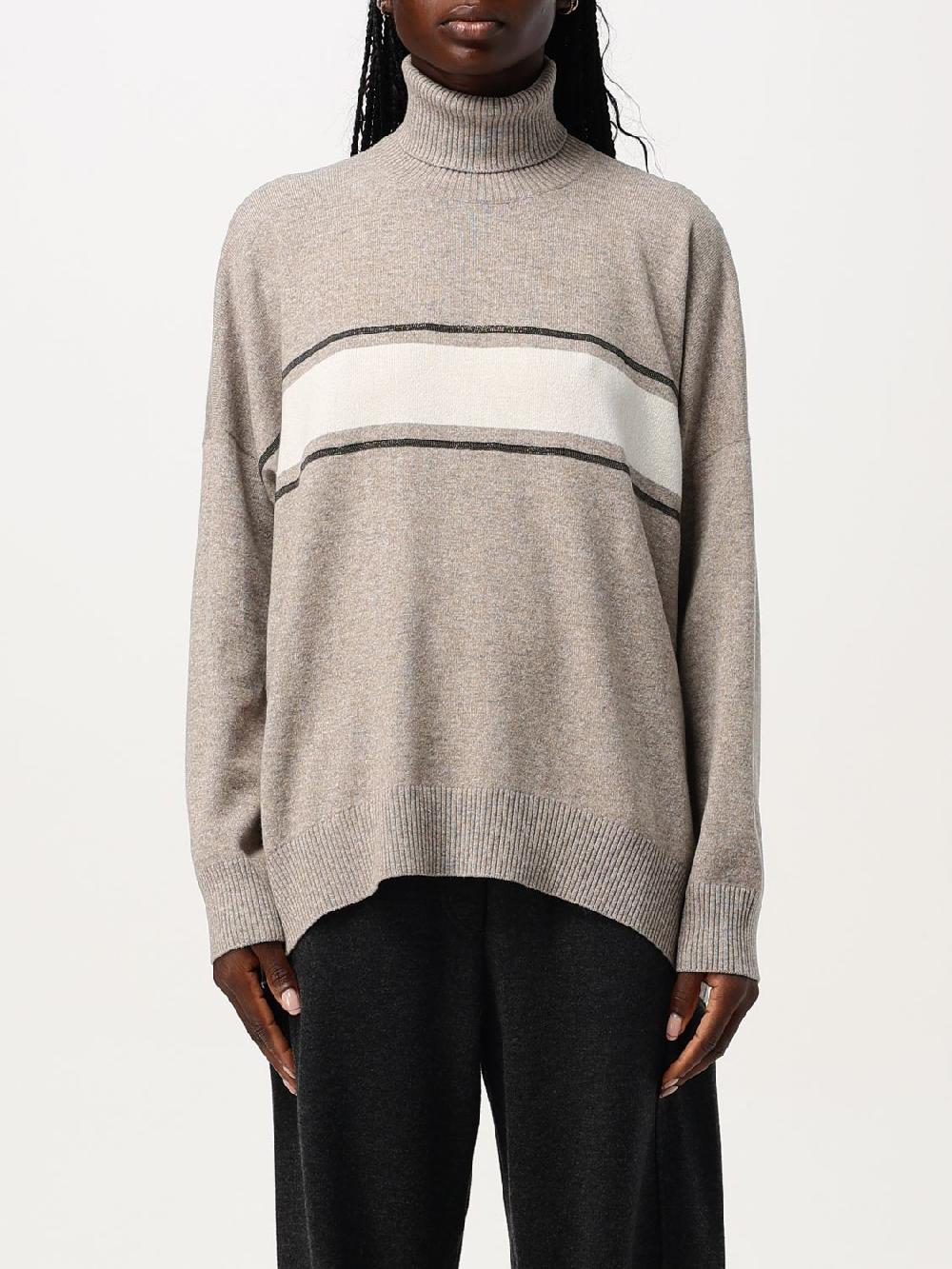 Giglio Pullover Brunello Cucinelli in misto lana e seta con monile