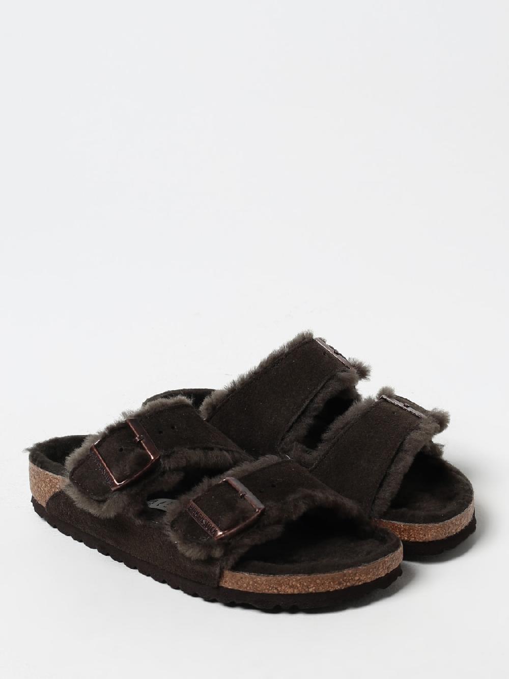 Giglio Sandalo Arizona Birkenstock In Camoscio E Shearling