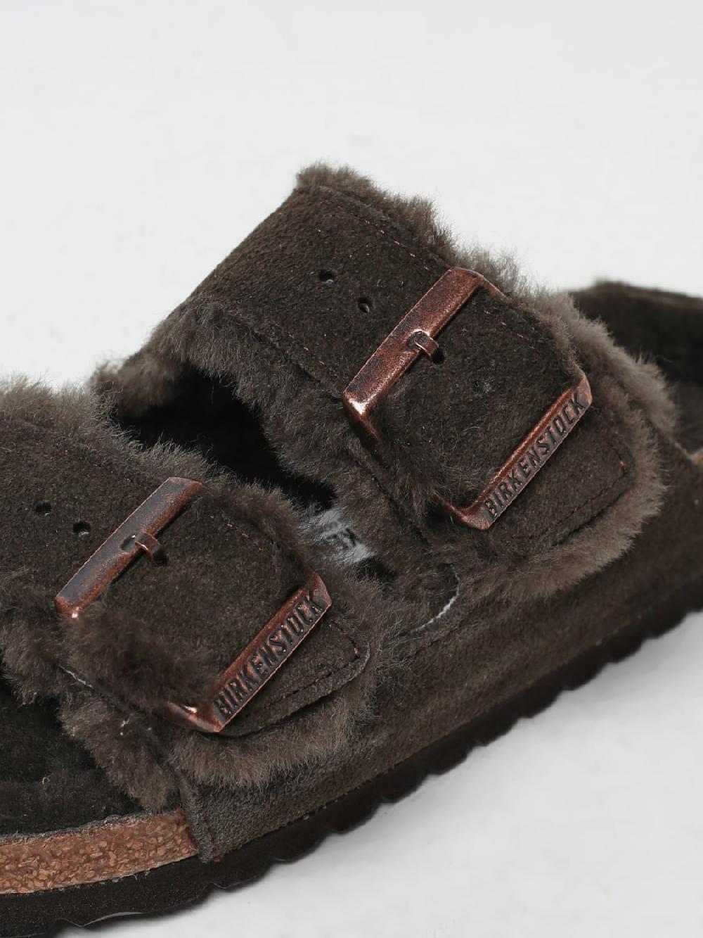 Giglio Sandalo Arizona Birkenstock In Camoscio E Shearling