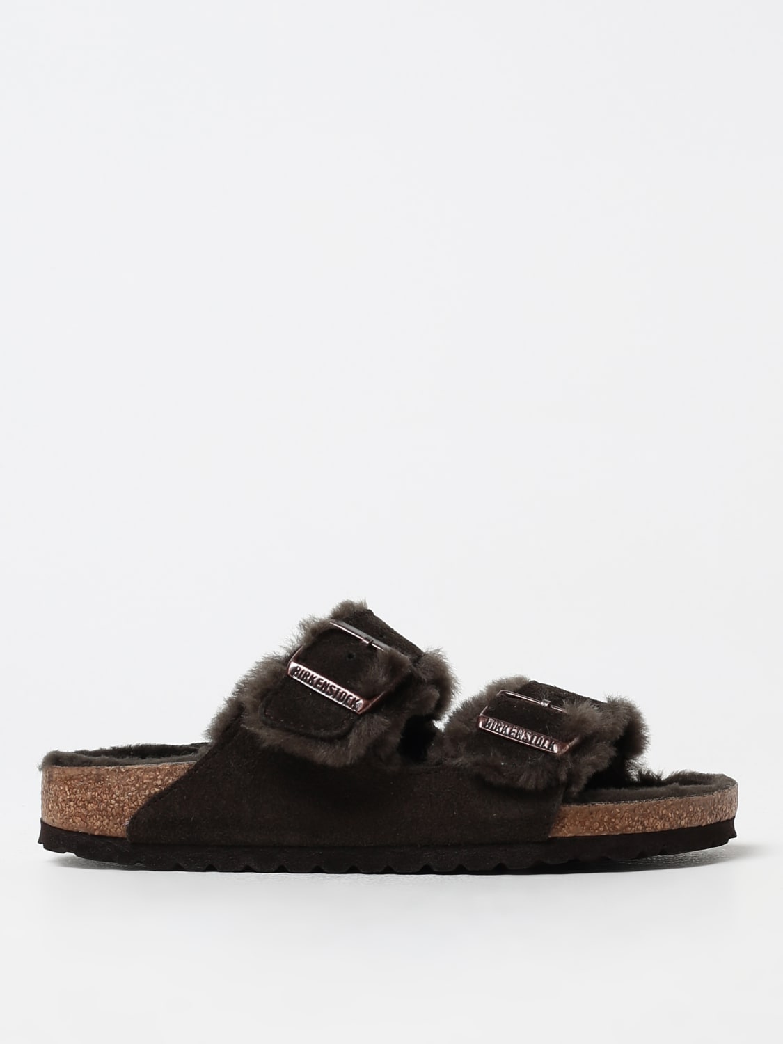 Giglio Sandalo Arizona Birkenstock in camoscio e shearling