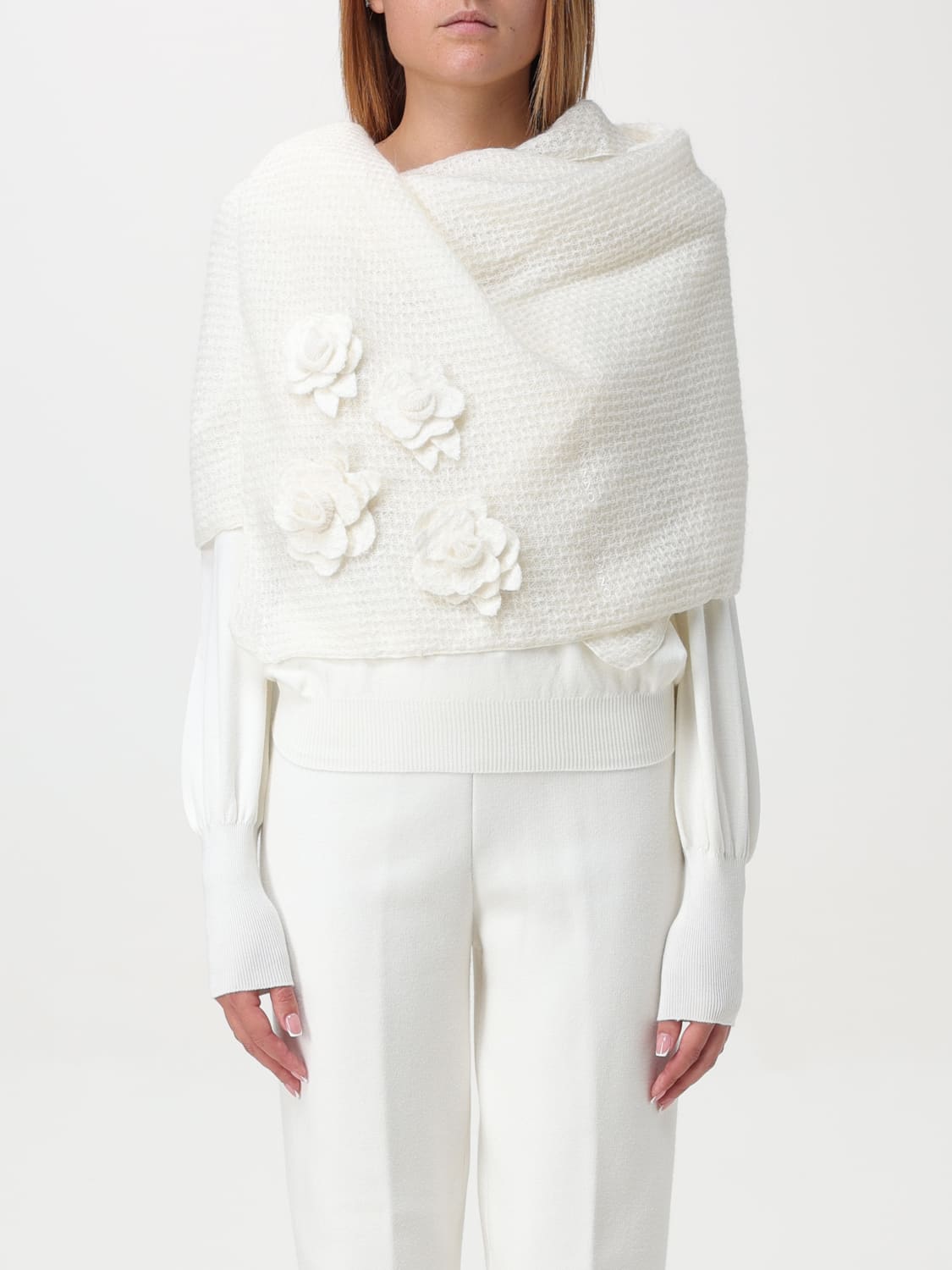 Giglio Sciarpa Ermanno Scervino In Misto Mohair Con Fiori