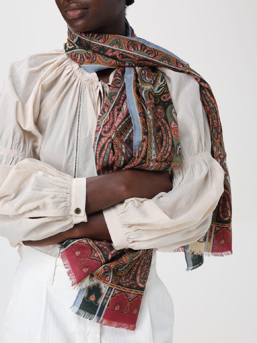 Giglio Sciarpa Etro In Lana E Seta Con Paisley All Over