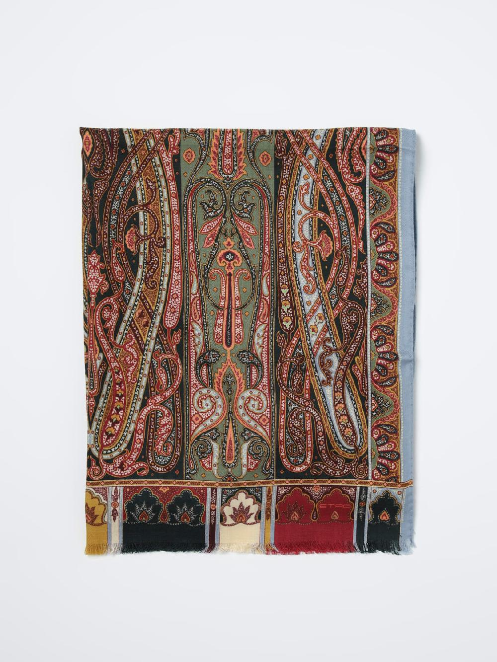 Giglio Sciarpa Etro in lana e seta con Paisley all over