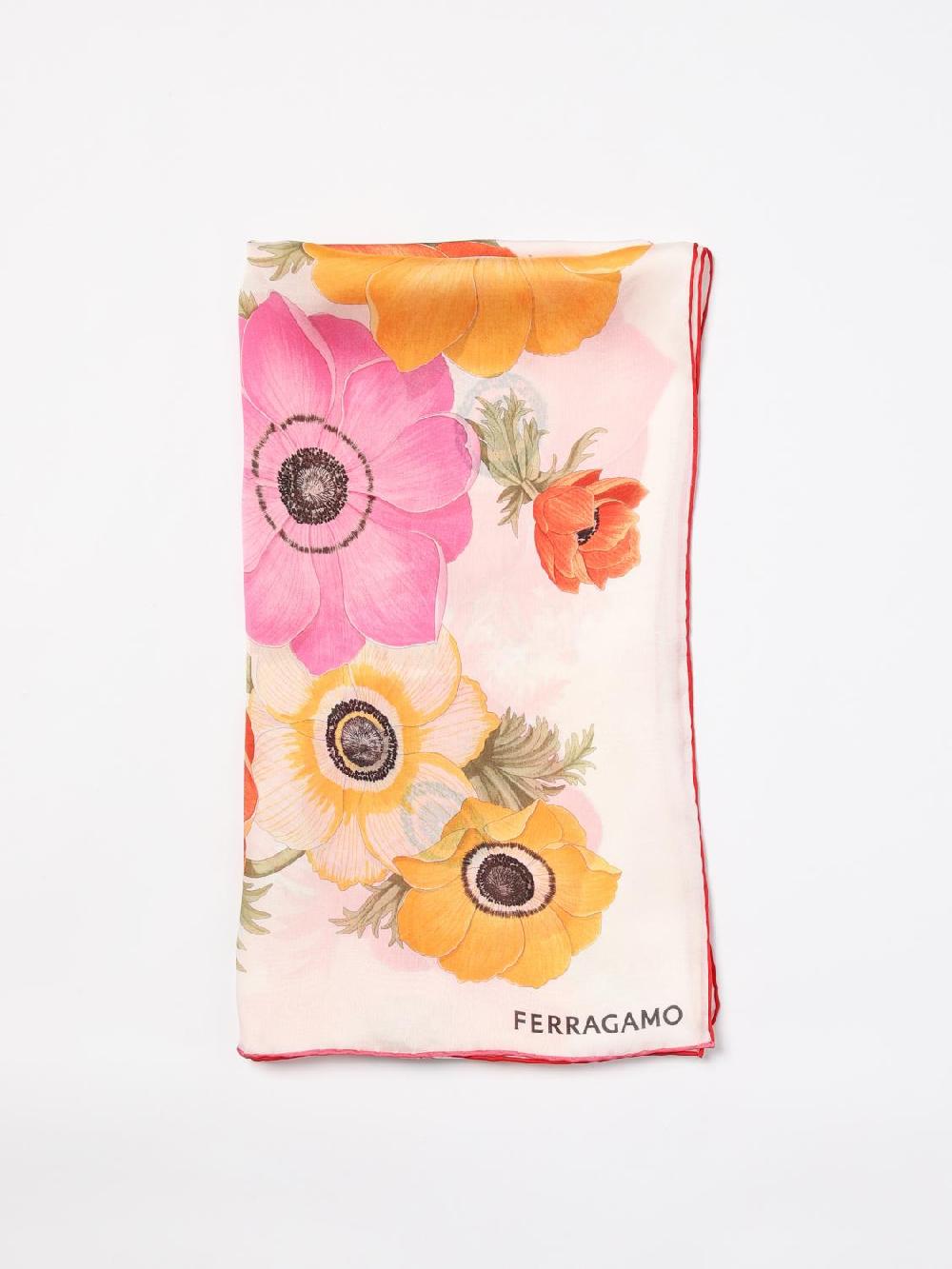 Giglio Sciarpa Ferragamo in seta con stampa floreale