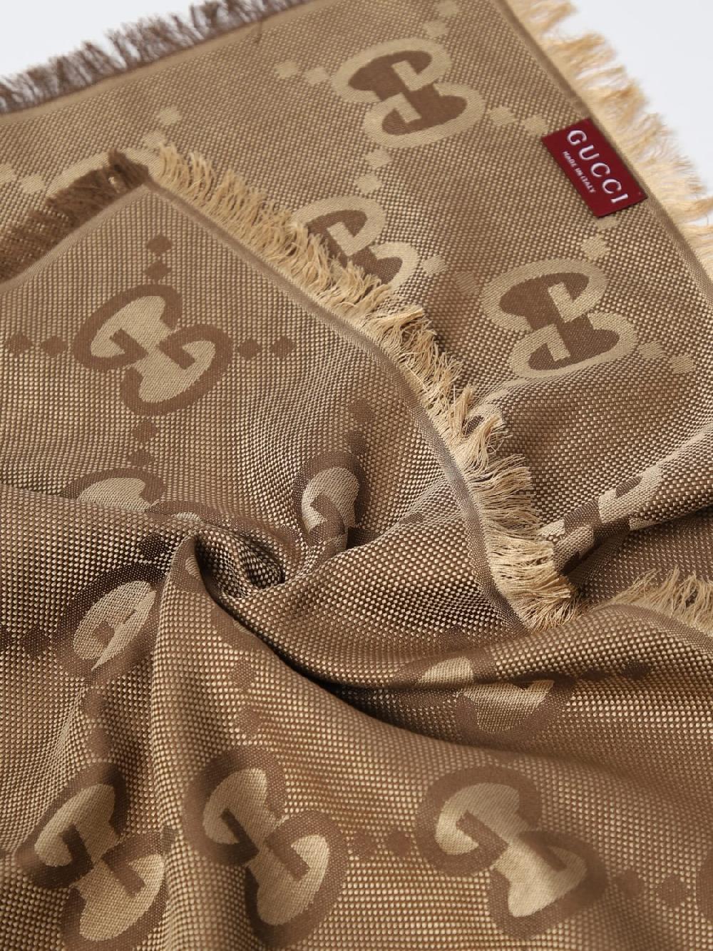 Giglio Sciarpa Gucci In Seta E Cotone Con Monogram GG Jacquard