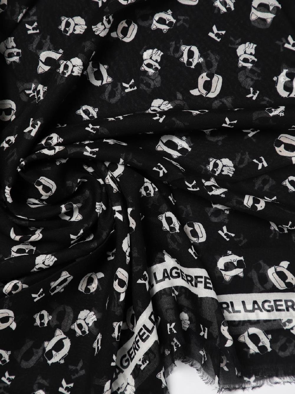 Giglio Sciarpa Karl Lagerfeld In Seta Con Logo All Over