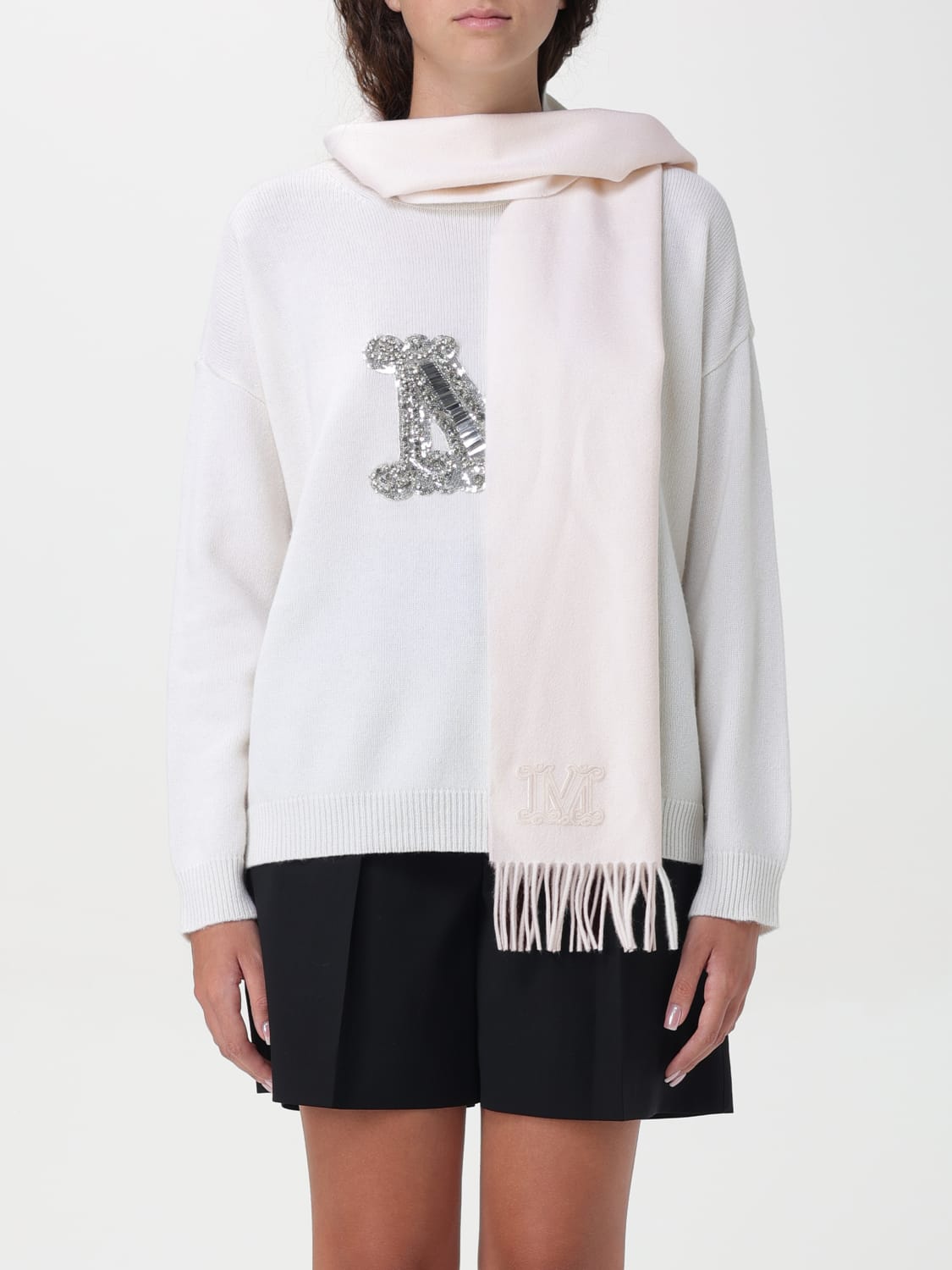 Giglio Sciarpa Max Mara In Cashmere Con Logo Ricamato