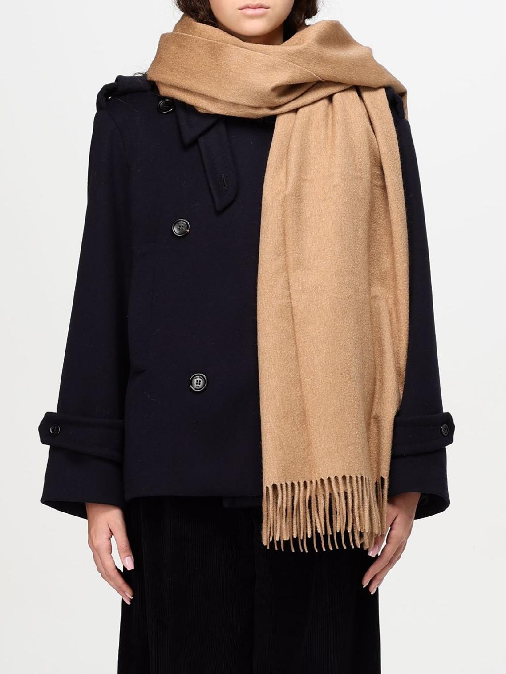 Giglio Sciarpa Max Mara In Lana Di Cammello Con Logo Ricamato