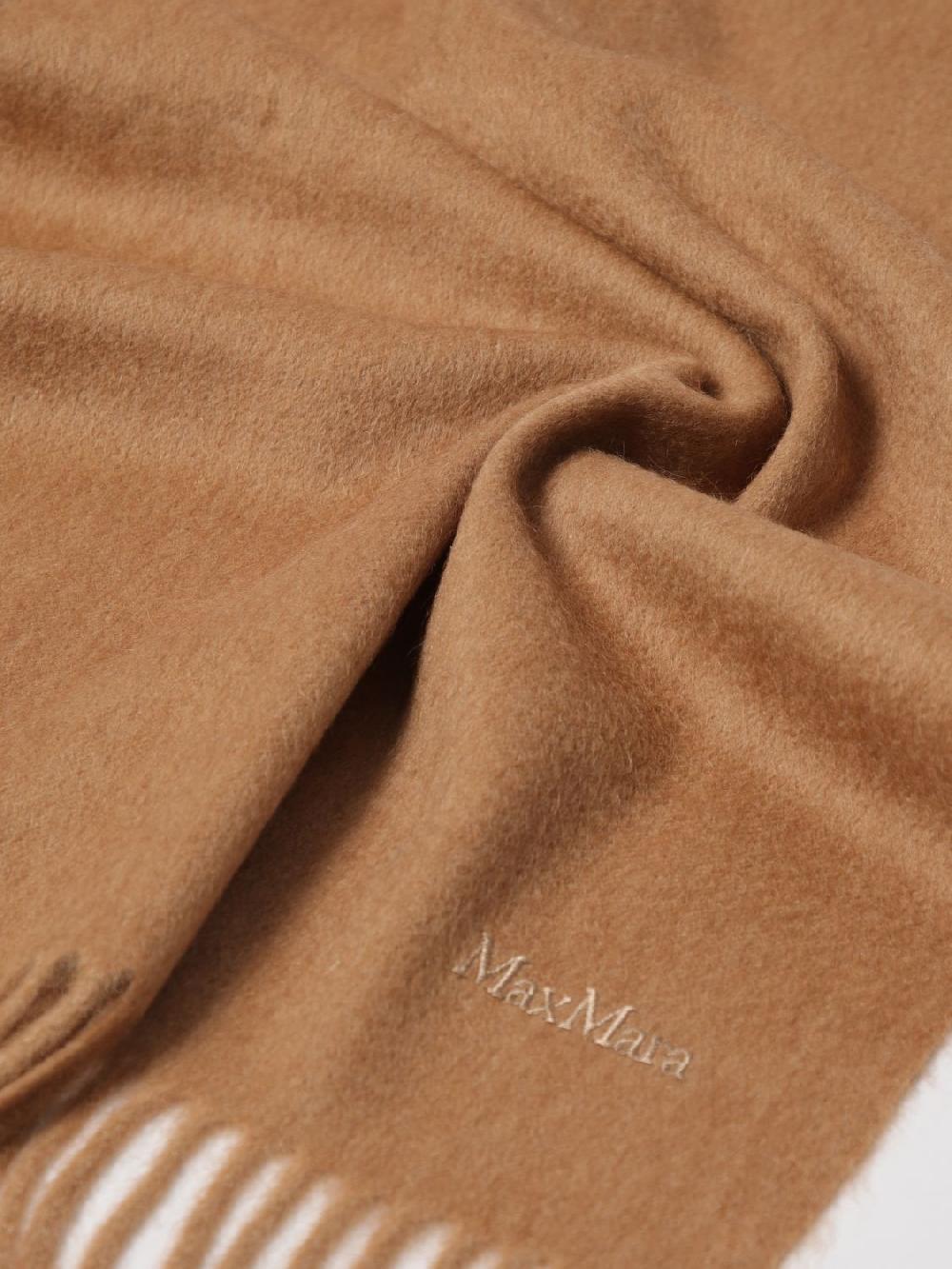 Giglio Sciarpa Max Mara In Lana Di Cammello Con Logo Ricamato