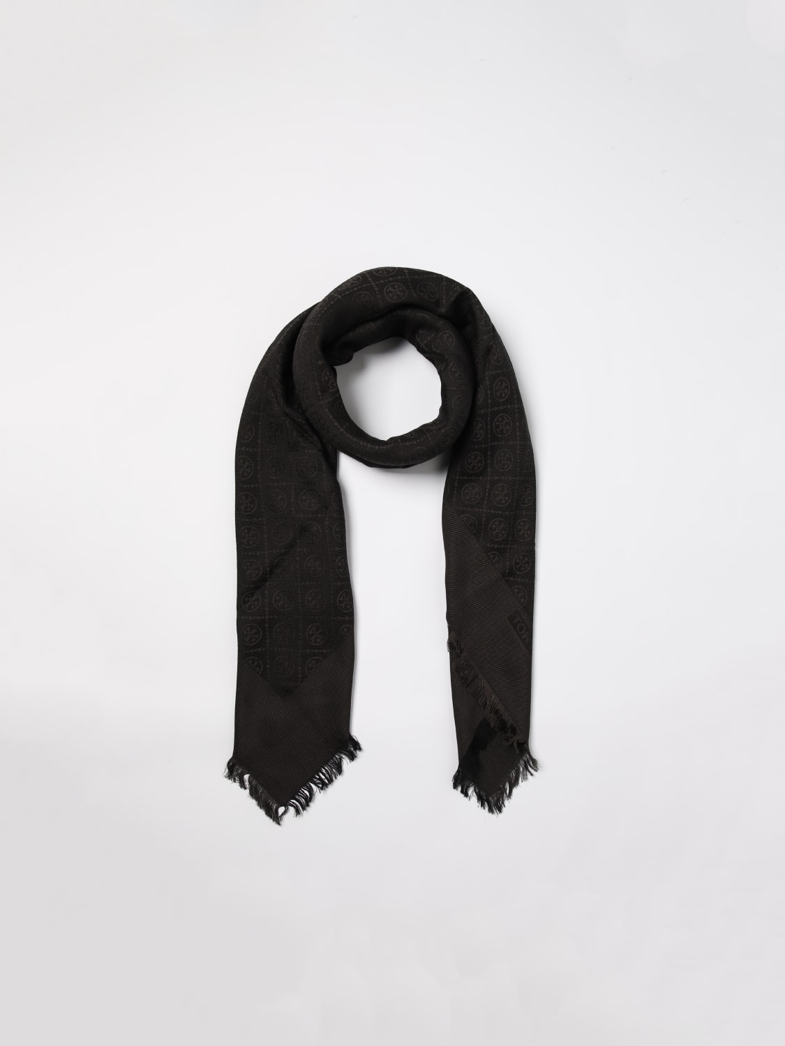 Giglio Sciarpa Tory Burch In Seta E Lana Con Logo Jacquard