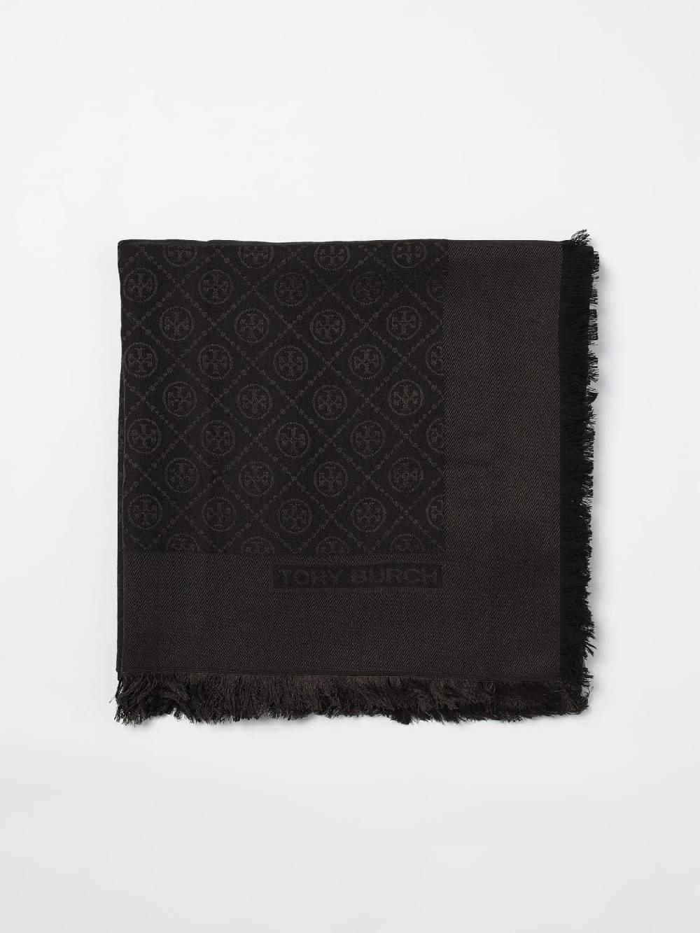 Giglio Sciarpa Tory Burch in seta e lana con logo jacquard