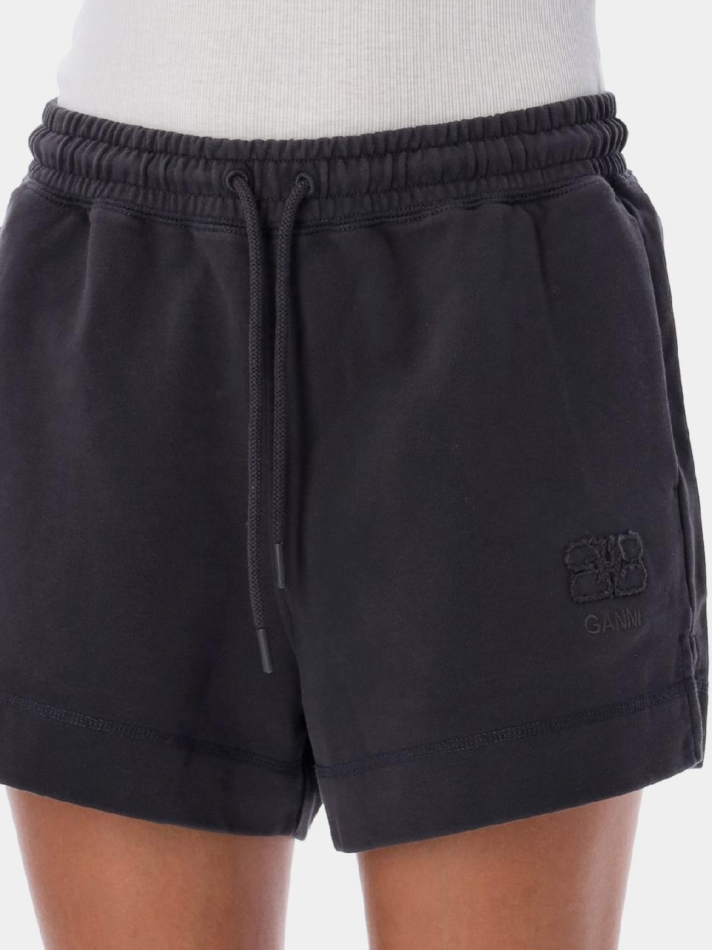 Giglio Shorts Ganni In Cotone Organico Con Logo Ricamato