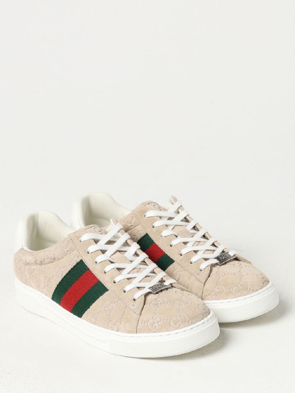 Giglio Sneakers Ace Gucci In Camoscio Con Monogram GG