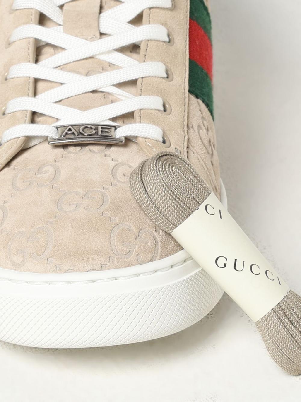 Giglio Sneakers Ace Gucci In Camoscio Con Monogram GG