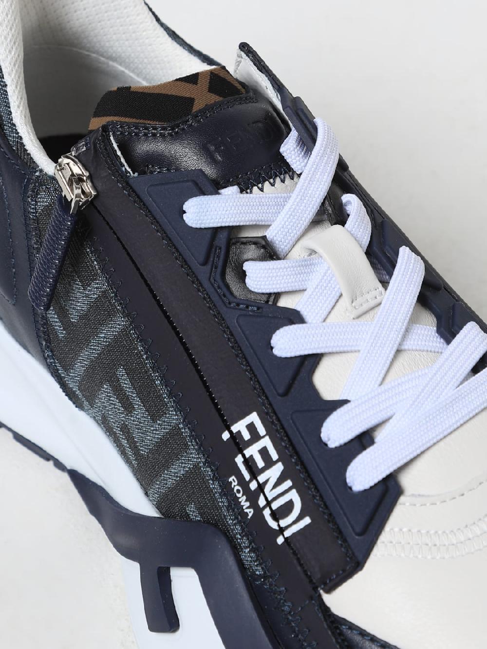 Giglio Sneakers Flow Fendi In Pelle E Tessuto Con FF Jacquard