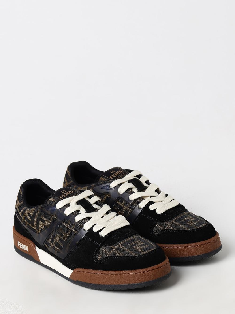Giglio Sneakers Match Fendi In Pelle E Mesh Con Monogram FF Jacquard