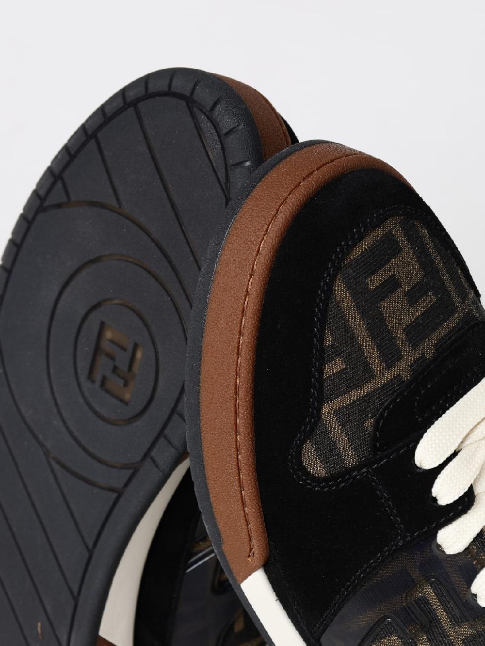 Giglio Sneakers Match Fendi In Pelle E Mesh Con Monogram FF Jacquard