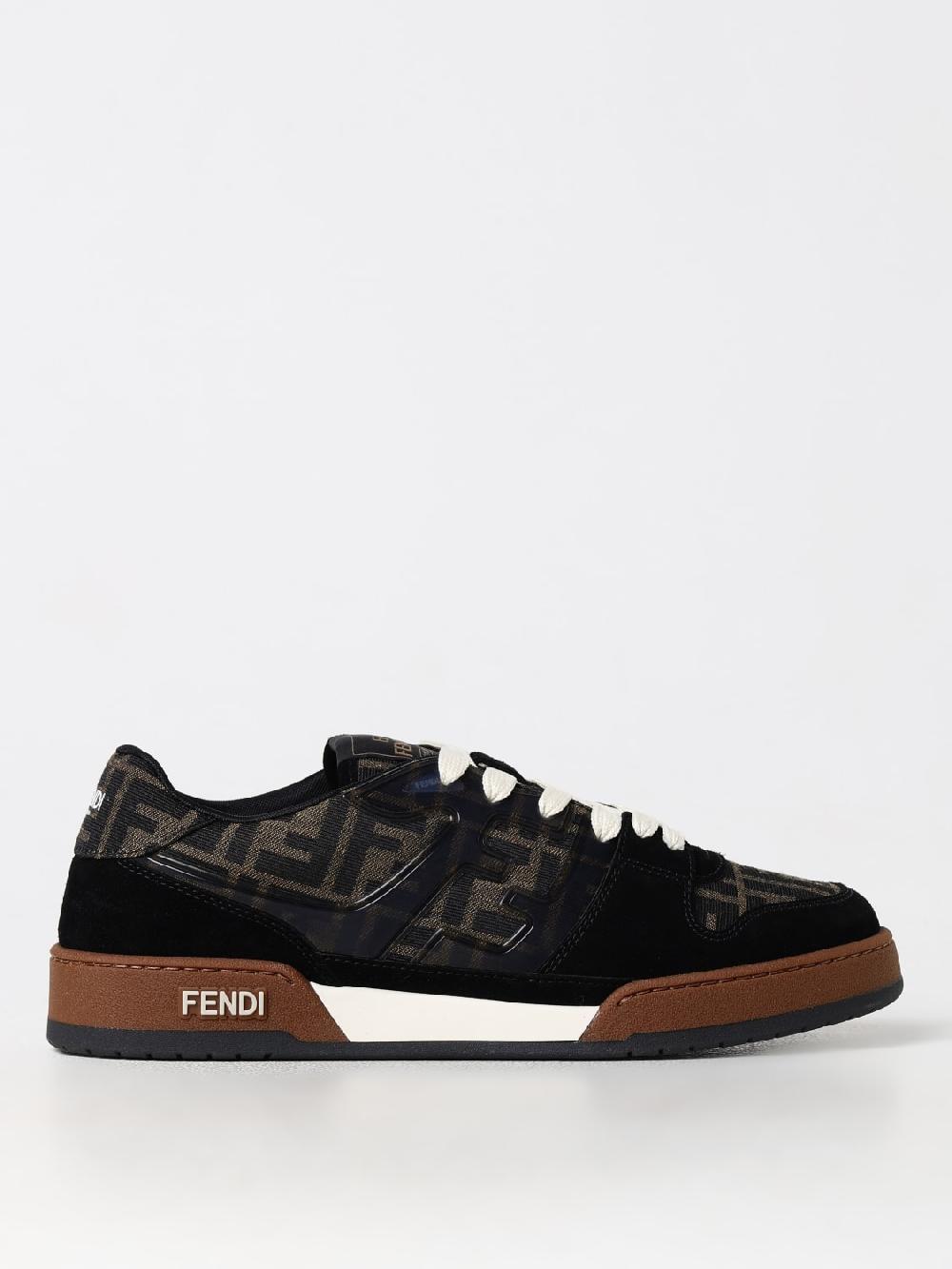 Giglio Sneakers Match Fendi in pelle e mesh con monogram FF jacquard