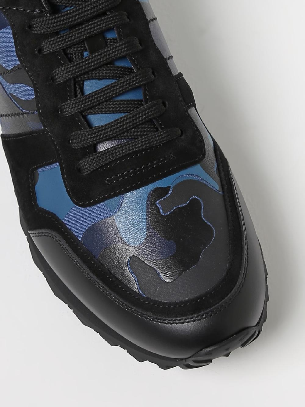 Giglio Sneakers Rockrunner Valentino Garavani In Nappa E Tessuto Camouflage