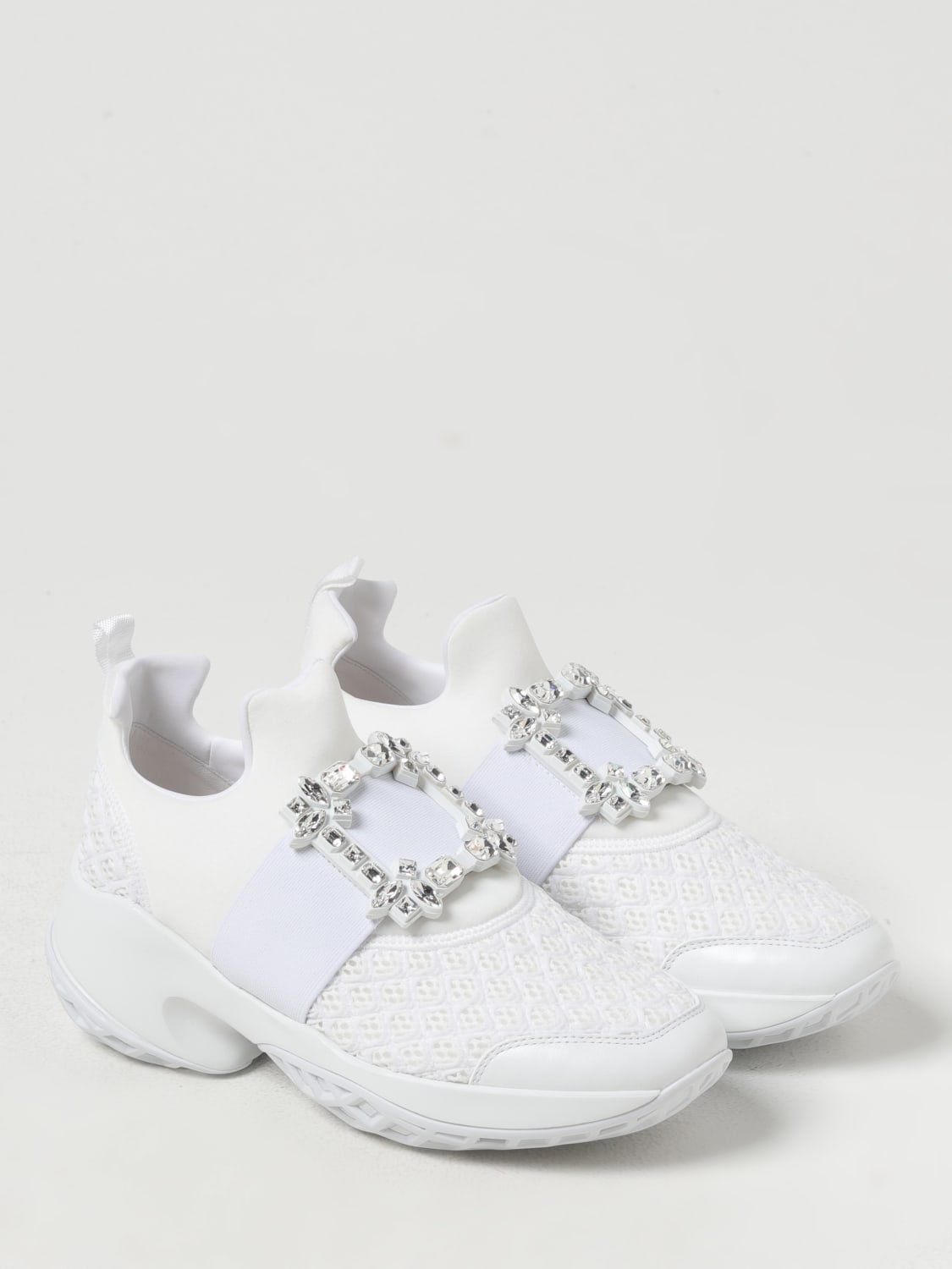 Giglio Sneakers Viv Run Roger Vivier In Mesh Traforato E Neoprene Con Fibbia Gioiello