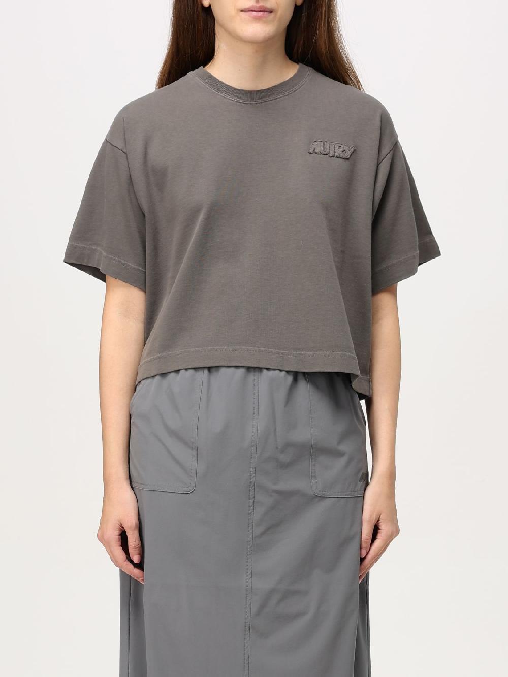 Giglio T-shirt Autry cropped in cotone con logo ricamato