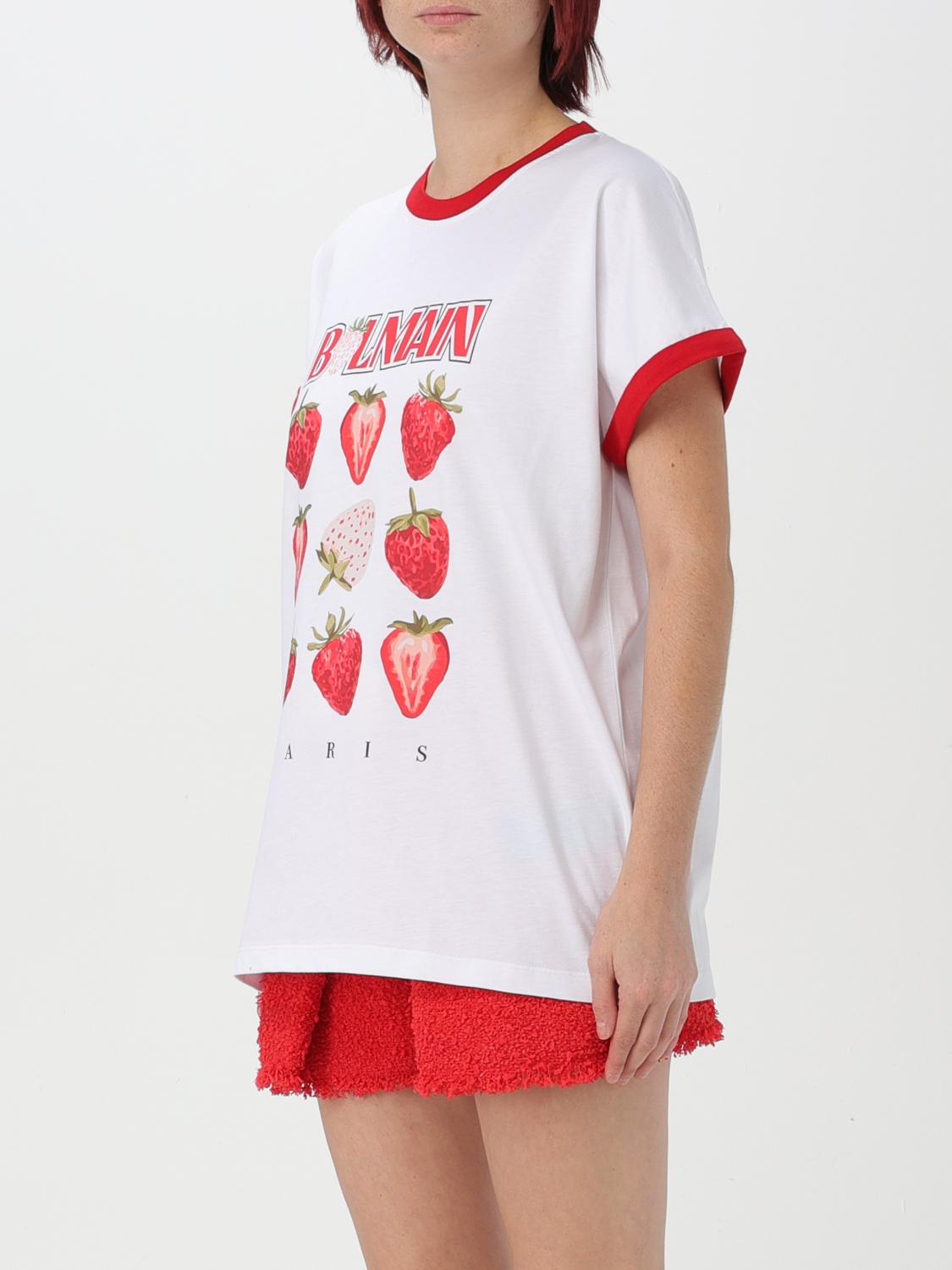 Giglio T-shirt Balmain In Cotone Con Stampa Strawberry