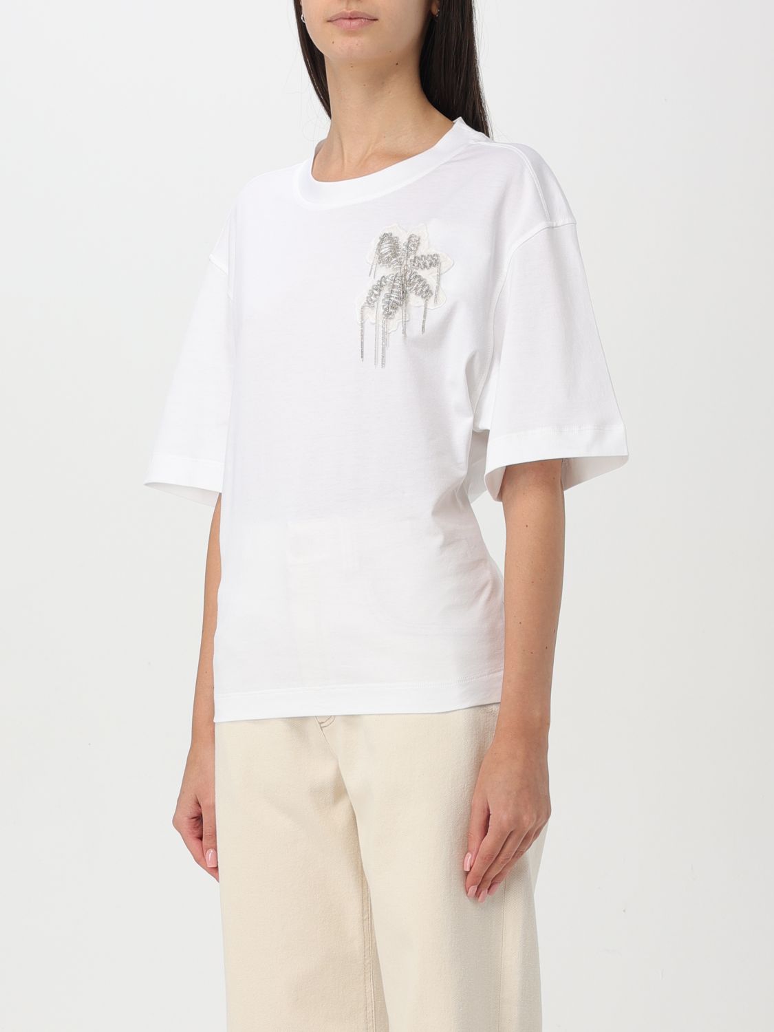 Giglio T-shirt Brunello Cucinelli Con Applicazioni Gioiello