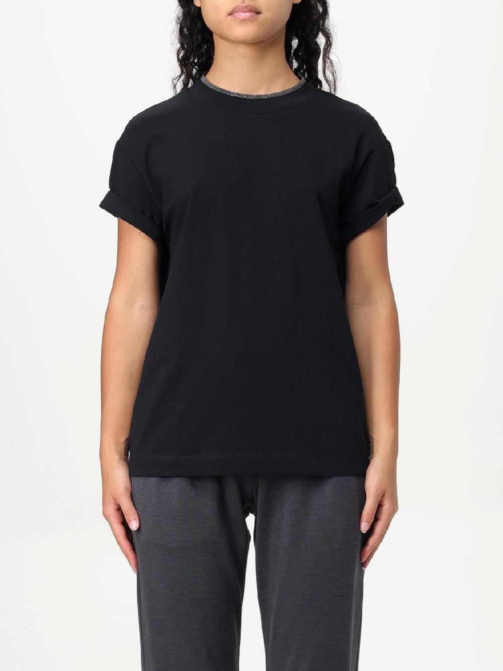 Giglio T-shirt Brunello Cucinelli in cotone con monile