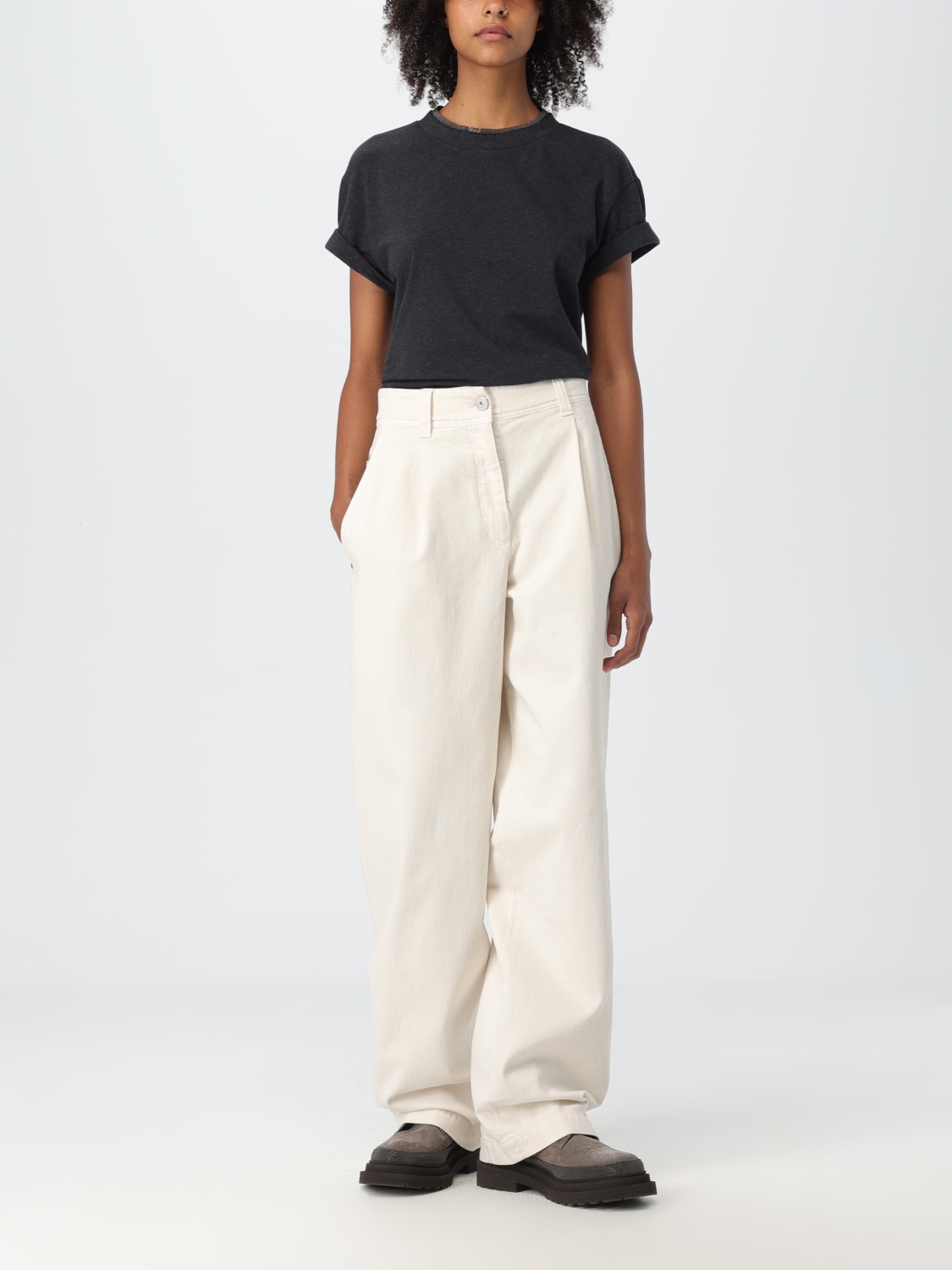 Giglio T-shirt Brunello Cucinelli In Cotone Con Monile