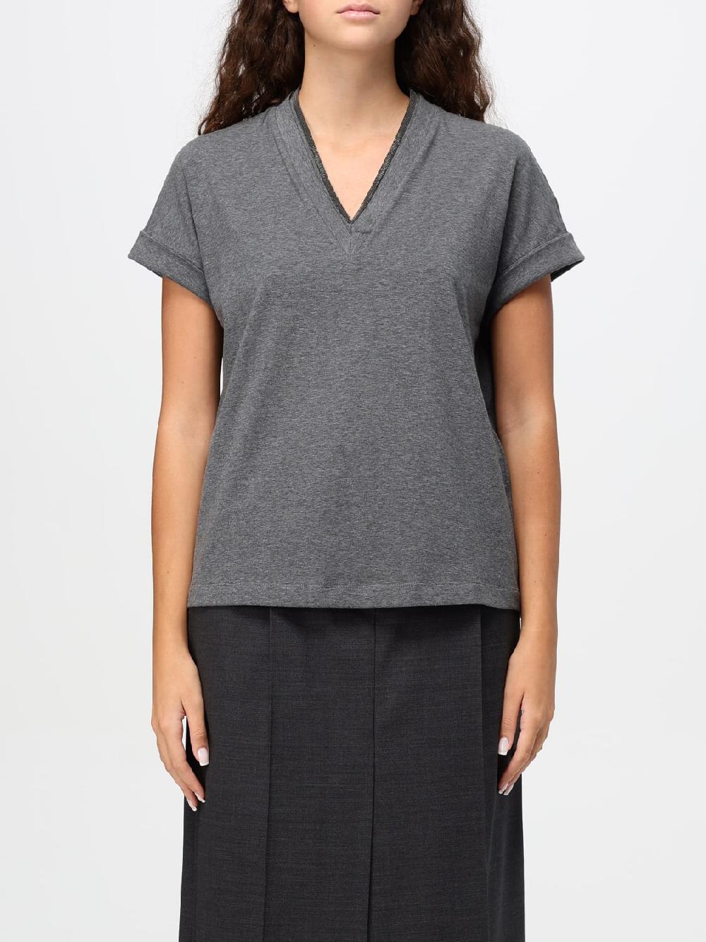 Giglio T-shirt Brunello Cucinelli in cotone con monile nickel free