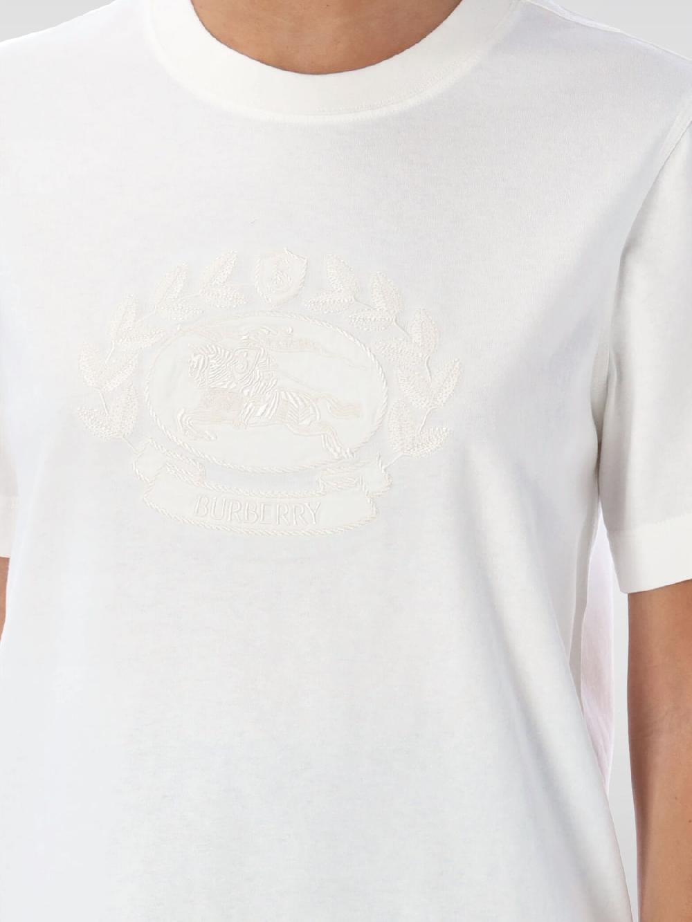 Giglio T-shirt Burberry In Cotone Con Logo Ricamato
