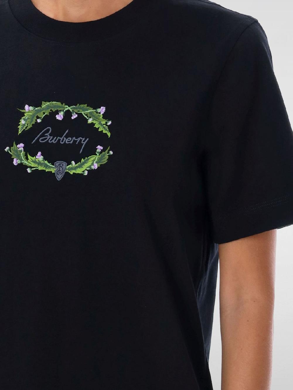 Giglio T-shirt Burberry In Cotone Con Logo Ricamato