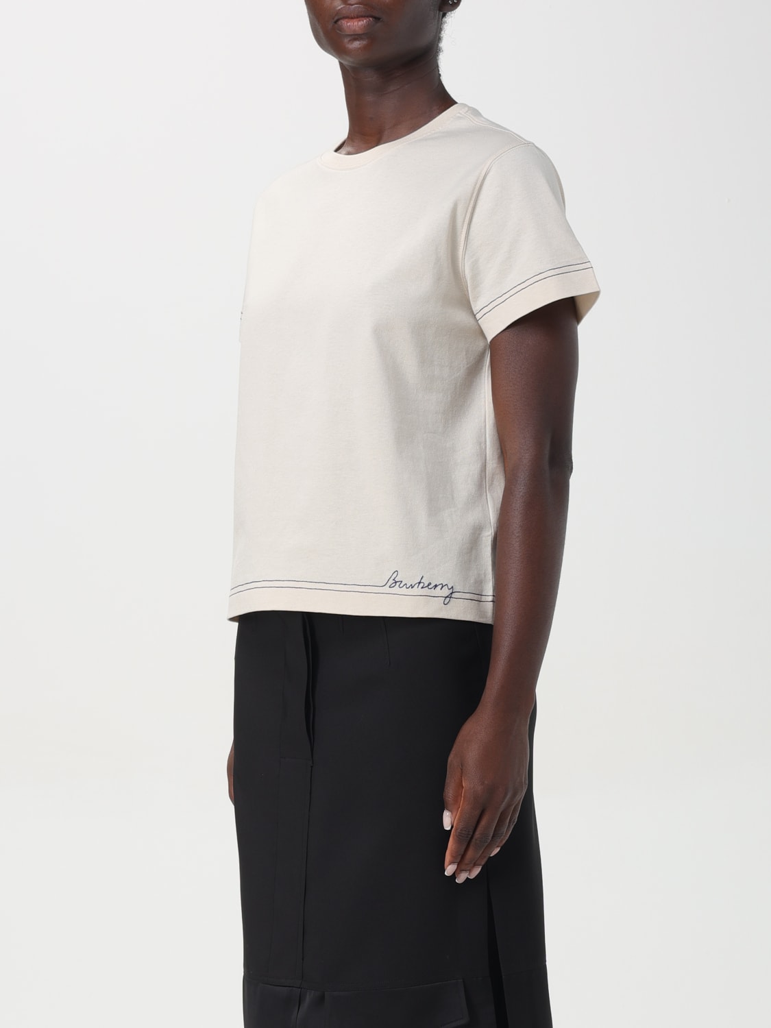Giglio T-shirt Burberry In Cotone Con Logo Ricamato