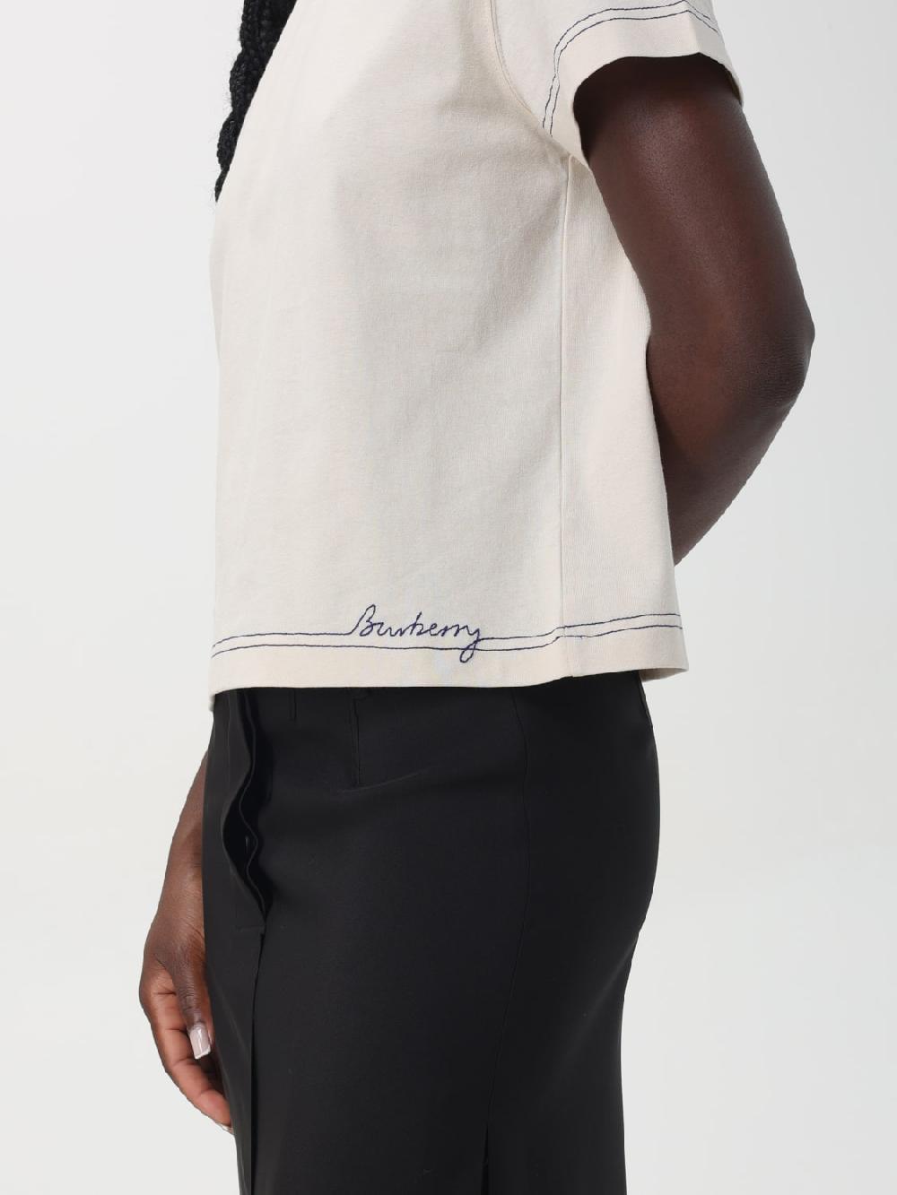 Giglio T-shirt Burberry In Cotone Con Logo Ricamato