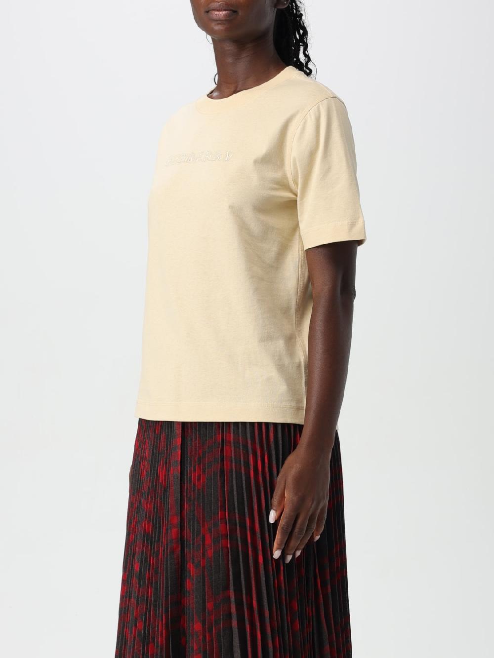 Giglio T-shirt Burberry In Cotone Con Logo Ricamato