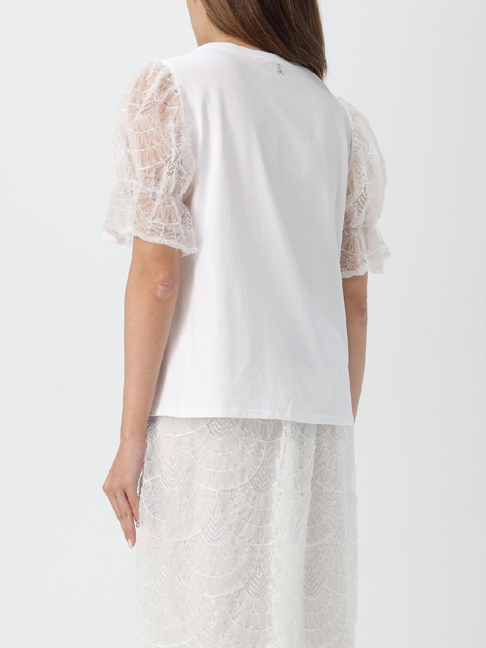 Giglio T-shirt Dna Twinset - Actitude In Cotone E Pizzo