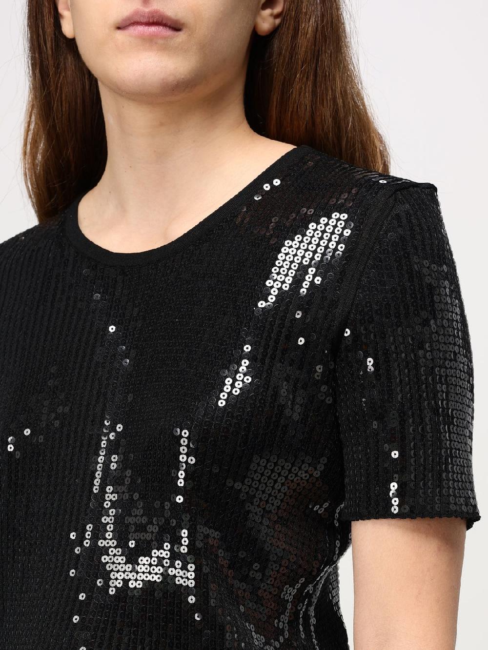 Giglio T-shirt Emporio Armani In Viscosa Con Paillettes Ricamate All Over