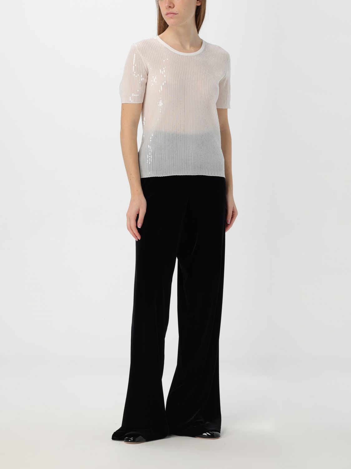 Giglio T-shirt Emporio Armani In Viscosa Con Paillettes Ricamate All Over